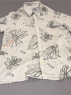 Gabba White Floral-Print Short-Sleeve Button-Down Shirt